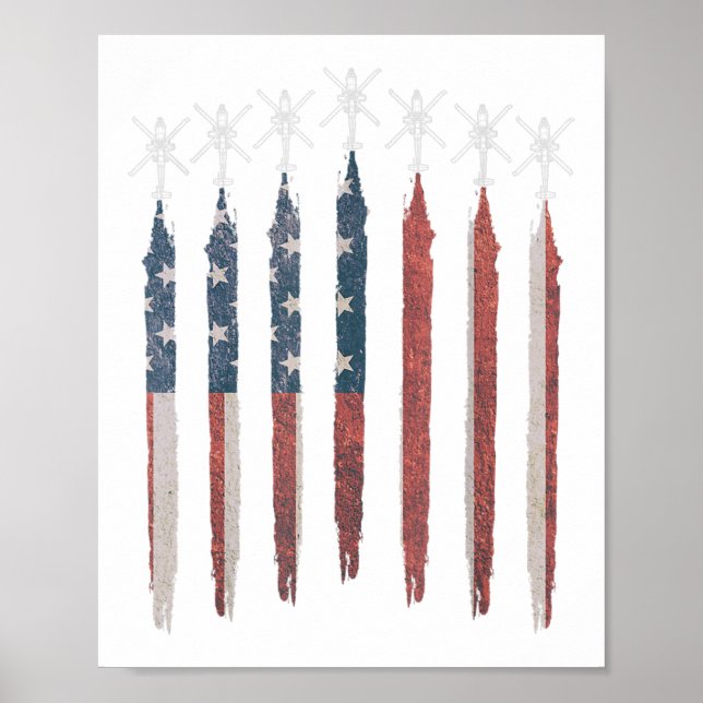 Poster AH64 Helicóptero Apache American Flag Apache Squad (Frente)