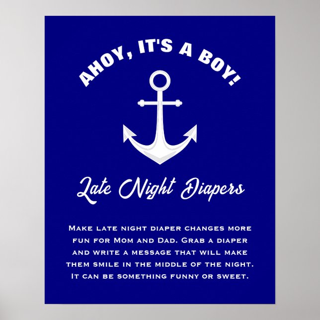 Poster Ahois É Um Chá de fraldas Legal Tarde Fraldas Notu (Frente)