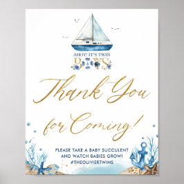 Poster Ahoy É Twin Boys Náutico Obrigado por vir