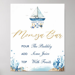 Poster Ahoy É um Bar Momosa Chá de fraldas Náutico 
