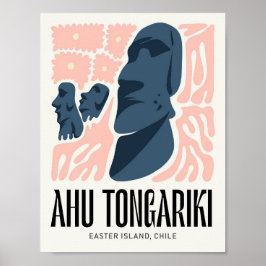 Poster Ahu Tongariki Ilha de Páscoa Chile viagem floral