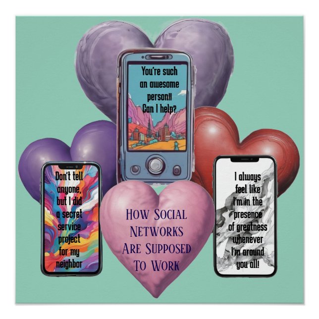 Pôster AI Baixável como as redes sociais funcionam Poster (Frente)