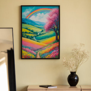 Poster AI Dreamful Rainbow Vertical Landscape (Paisagem V