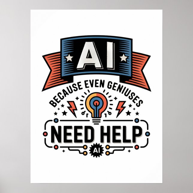 Poster AI Genius Humor Tech Quote Design (Frente)