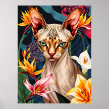 AI Sphynx Cat Portrait – Bold & Colorful Art