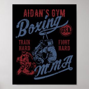 Poster Aidan's Gym Boxing Mma Retro Design para o nome A