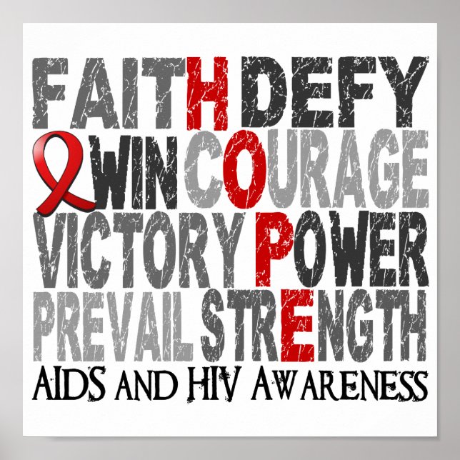 Poster Aids de colagem de palavras esperançosas (Frente)