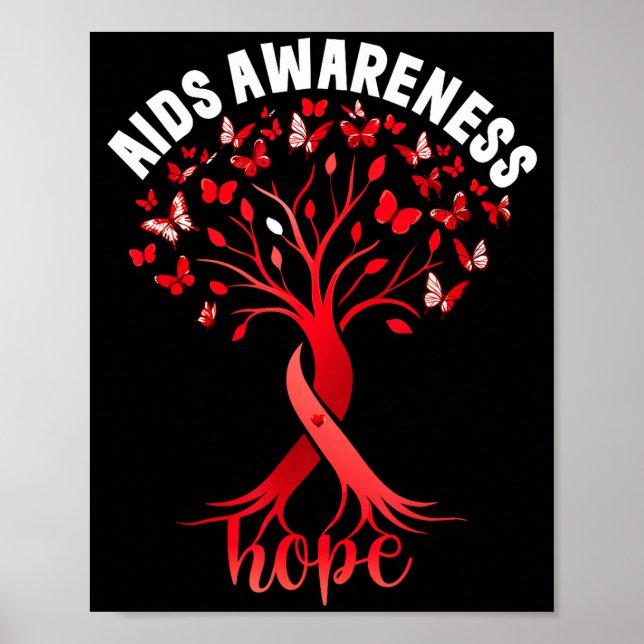Poster Aids_hiv Awareness World Aids Day Red Ribbon Hope  (Frente)