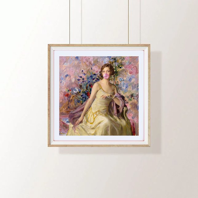 Pôster Ailsa Villard Flores Chiclete Rosa Bolha (Criador carregado)