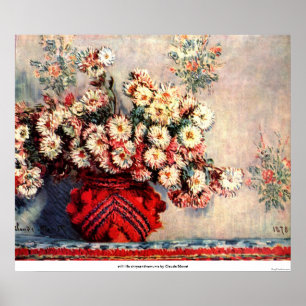 Pôster ainda crisântemos da vida por Claude Monet