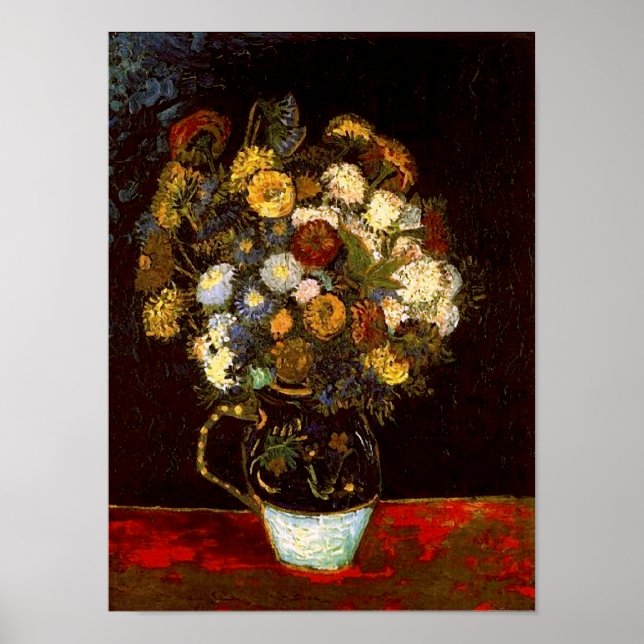 Pôster Ainda é vida com Zinnias Van Gogh de Belas Artes (Frente)