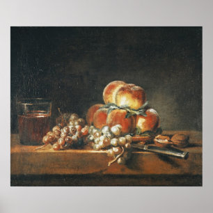 Poster Ainda vida dos pêssegos, loucos, uvas