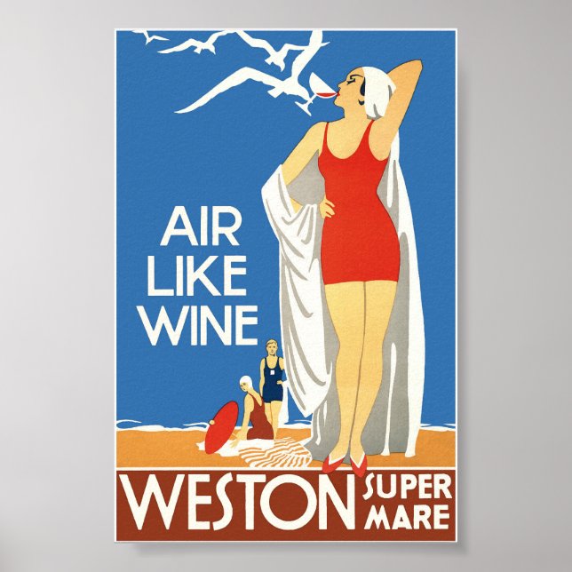 Poster Air Like Wine, Weston England Viagens vintage (Frente)