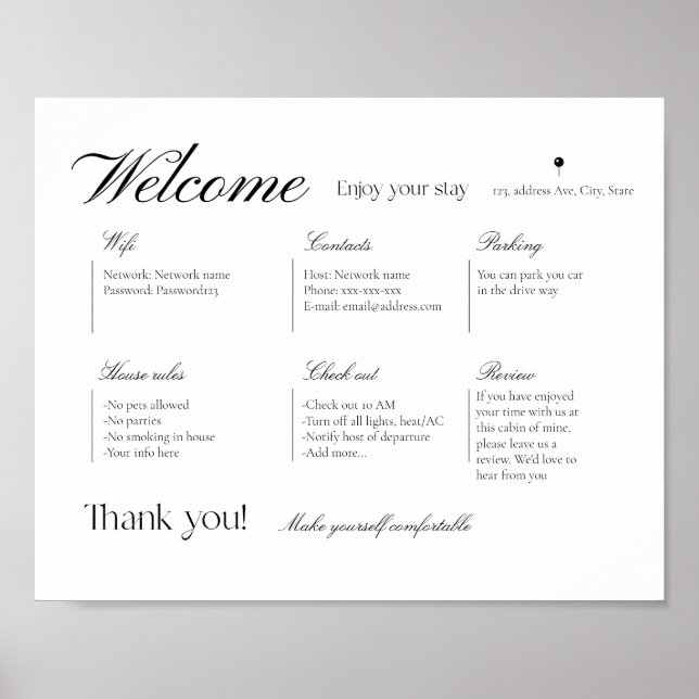 Poster Airbnb - Sinal de boas-vindas da Casa de férias (Frente)