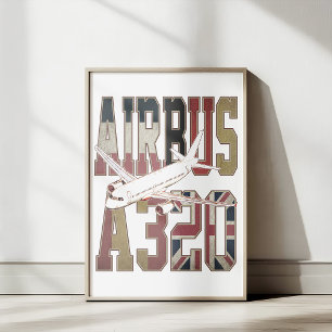 Poster Airbus a320 Avião Comercial. Bandeiras Europeias V