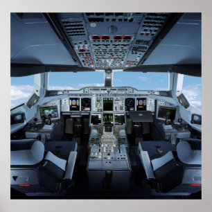 Poster Airbus A380 - Cabina do piloto HD
