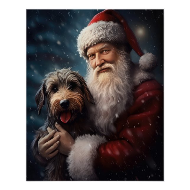 Pôster Airedale com Papai Noel Natal Festivo (Frente)