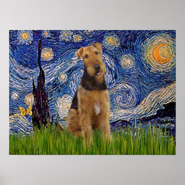Pôster Airedale Terrier (#1) - Noite Estrelada (Frente)