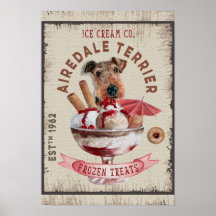 Airedale Terrier Ice-Creme Funny Tratamentos Conge
