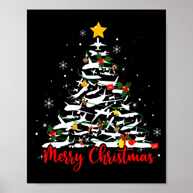 Poster Airplane Christmas Tree Most Likely Lot Merry Chri (Frente)