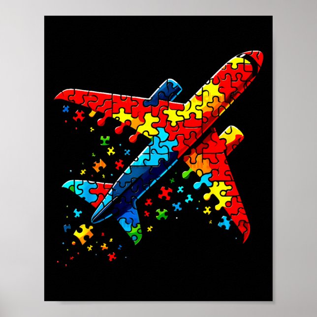 Poster Airplane Jigsaw Puzzle Kids Toddler Boys Autism Aw (Frente)