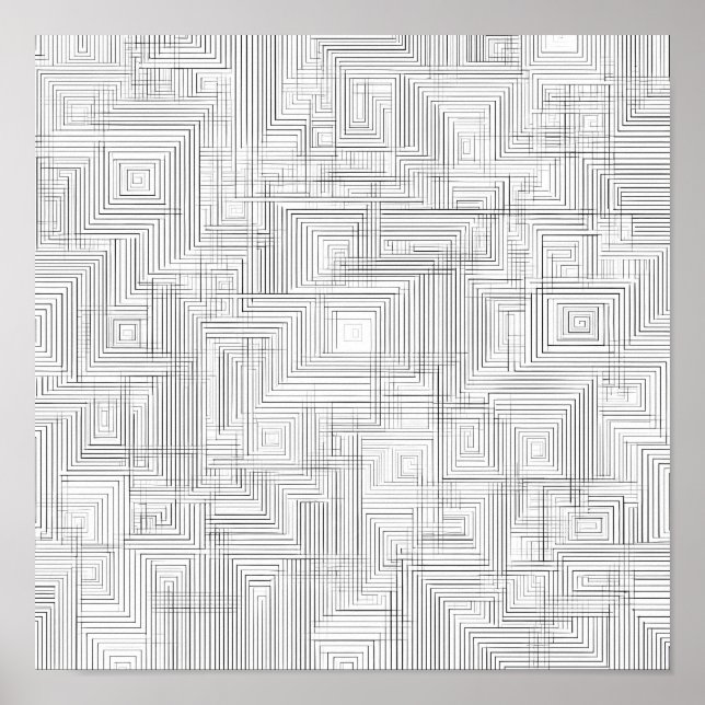 Poster Airy Layered Labyrinth Decoupage Template Line Art (Frente)