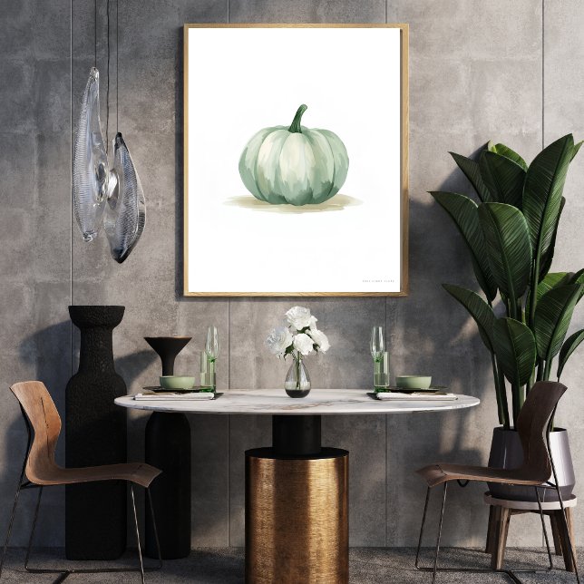 Poster Airy Sage Green Pumpkin Wall Art | Minimalist (Criador carregado)