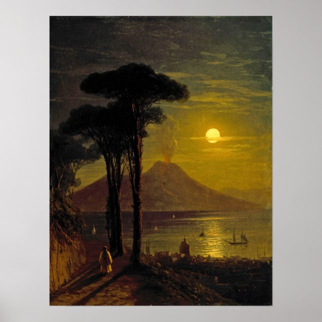 Poster Aivazovsky - Baía De Neapolitan Na Noite Da Lua (Frente)