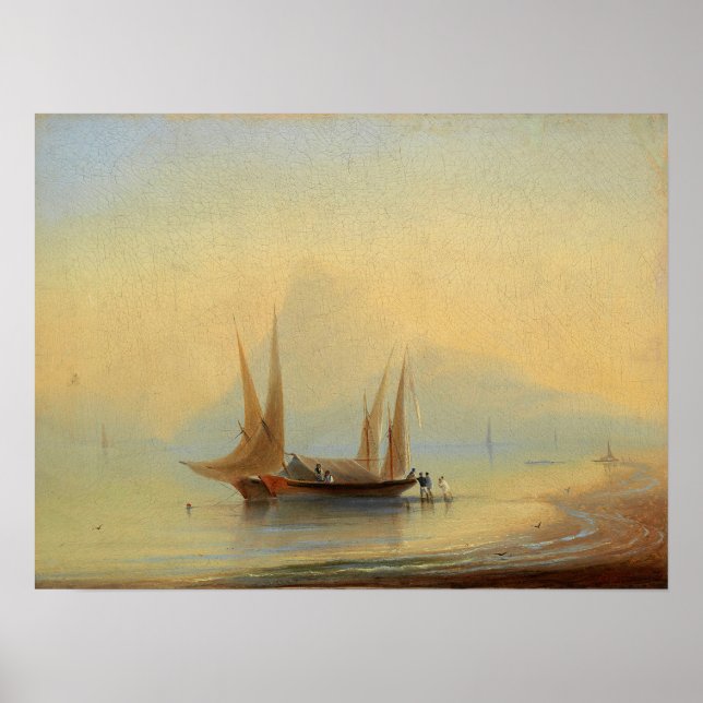 Poster Aivazovsky - Barcaças Fora da Costa (Frente)
