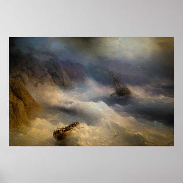 Poster Aivazovsky - Barcos na Tempestade (Frente)