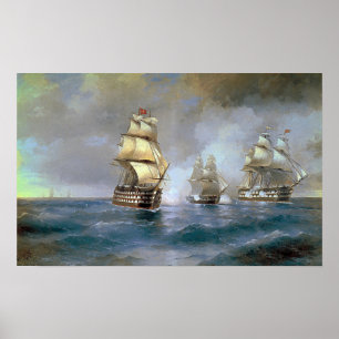 Poster Aivazovsky - Brig Mercury Atacado Por Dois Turcos.