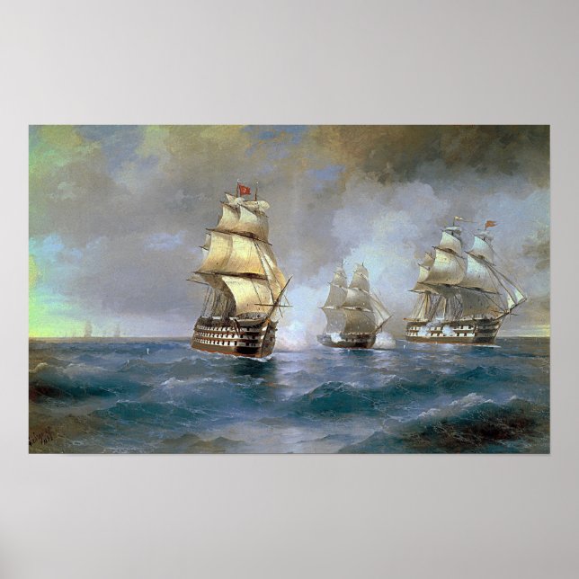 Poster Aivazovsky - Brig Mercury Atacado Por Dois Turcos. (Frente)
