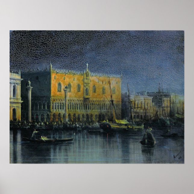 Poster Aivazovsky - Chuvas No Palácio Em Veneza Pela Lua. (Frente)