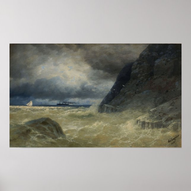 Poster Aivazovsky - Fuga Com Um Navio a vapor (Frente)