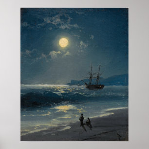 Poster Aivazovsky - Navio à Vela Em Um Mar Tranquilo Sob