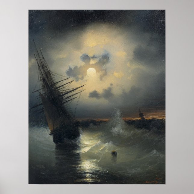 Poster Aivazovsky - Navio De Navegação No Alto Mar Em Moo (Frente)