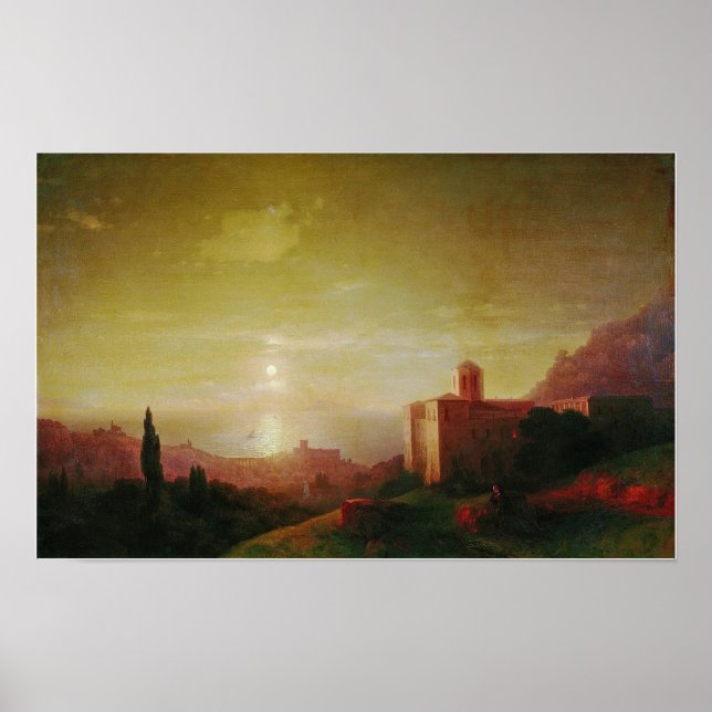 Poster Aivazovsky - Noite enluarada na costa do mar na Cr (Frente)