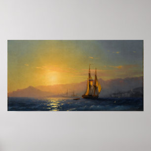 Poster Aivazovsky - Pôr do Sol no Mar 1877