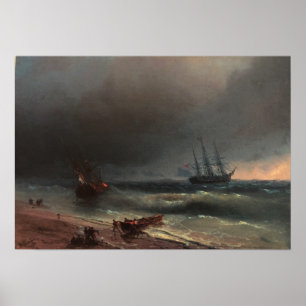 Poster Aivazovsky - Tempestade Fora Da Praia
