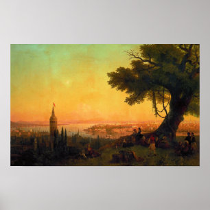 Poster Aivazovsky - Vista de Constantinopla ao Pôr do Sol