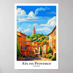 Poster Aix en Provence France Art Viagem Illustração