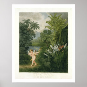 Poster Ajardine com o Cupido que aponta uma seta em um