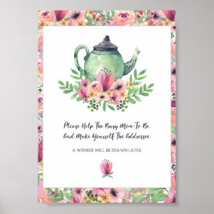 Poster Ajuda do chá de fraldas a mamã a ser sinal