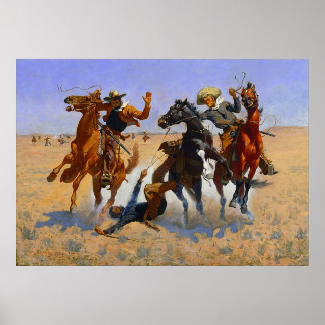 Poster Ajudando um camarada Frederic Remington 1890 (Frente)