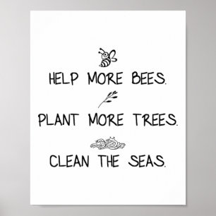 Poster Ajude Mais Abelhas A Plantar Mais Árvores Limpando