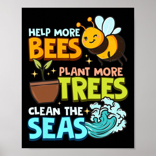 Poster Ajude mais abelhas a plantar mais árvores limpas m (Frente)