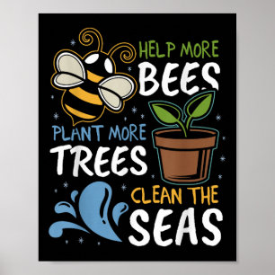 Poster Ajude mais abelhas a plantar mais árvores limpas m