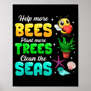 Poster Ajude Mais Abelhas Plantar Mais Árvores Limpar Os
