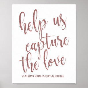 Poster Ajude-nos a Capturar o Amor Letreiro Brilho Dourad