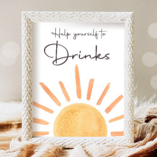 Poster Ajude-se a beber Boho Sunshine Aniversário